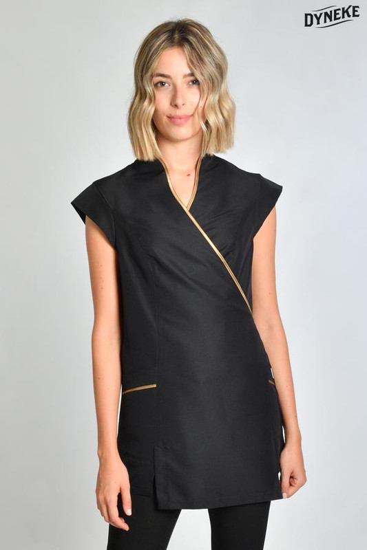 Estola kimono spa negra vivo dorado